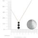 4 - Kesha (4mm) Round Black Diamond Graduated Three Stone Drop Pendant 