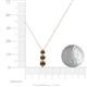 4 - Kesha (4mm) Round Smoky Quartz Graduated Three Stone Drop Pendant 