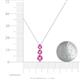 4 - Kesha (4.2mm) Round Pink Sapphire Graduated Three Stone Drop Pendant 