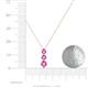 4 - Kesha (4.2mm) Round Pink Sapphire Graduated Three Stone Drop Pendant 
