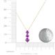 4 - Kesha (4.2mm) Round Amethyst Graduated Three Stone Drop Pendant 