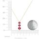 4 - Kesha (4.2mm) Round Rhodolite Garnet Graduated Three Stone Drop Pendant 