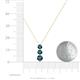 4 - Kesha (4.2mm) Round Blue Diamond Graduated Three Stone Drop Pendant 