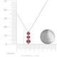 4 - Kesha (4.2mm) Round Rhodolite Garnet Graduated Three Stone Drop Pendant 