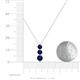 4 - Kesha (4.2mm) Round Blue Sapphire Graduated Three Stone Drop Pendant 