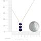 4 - Kesha (4.2mm) Round Blue Sapphire Graduated Three Stone Drop Pendant 