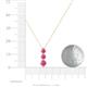 4 - Kesha (4.2mm) Round Pink Tourmaline Graduated Three Stone Drop Pendant 