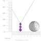 4 - Kesha (4.2mm) Round Amethyst Graduated Three Stone Drop Pendant 