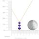 4 - Kesha (4.2mm) Round Iolite Graduated Three Stone Drop Pendant 