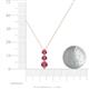 4 - Kesha (4.2mm) Round Rhodolite Garnet Graduated Three Stone Drop Pendant 