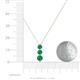 4 - Kesha (4.2mm) Round Emerald Graduated Three Stone Drop Pendant 