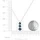 4 - Kesha (4.2mm) Round Blue Diamond Graduated Three Stone Drop Pendant 