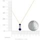 4 - Kesha (3.4mm) Round Blue Sapphire and Diamond Graduated Three Stone Drop Pendant 