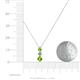 4 - Kesha (3.4mm) Round Peridot and Diamond Graduated Three Stone Drop Pendant 