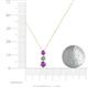 4 - Kesha (4mm) Round Amethyst and Diamond Graduated Three Stone Drop Pendant 