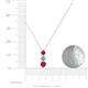 4 - Kesha (4mm) Round Ruby and Diamond Graduated Three Stone Drop Pendant 