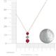 4 - Kesha (4mm) Round Ruby and Diamond Graduated Three Stone Drop Pendant 
