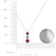 4 - Kesha (4mm) Round Ruby and Diamond Graduated Three Stone Drop Pendant 