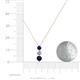 4 - Kesha (4mm) Round Blue Sapphire and Diamond Graduated Three Stone Drop Pendant 