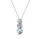 2 - Kesha (4.2mm) Round Aquamarine and Diamond Graduated Three Stone Drop Pendant 