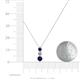 4 - Kesha (4.2mm) Round Blue Sapphire and Diamond Graduated Three Stone Drop Pendant 