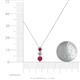 4 - Kesha (4.2mm) Round Ruby and Diamond Graduated Three Stone Drop Pendant 