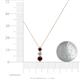 4 - Kesha (4.2mm) Round Red Garnet and Diamond Graduated Three Stone Drop Pendant 