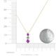 4 - Kesha (4.2mm) Round Amethyst and Diamond Graduated Three Stone Drop Pendant 