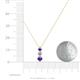 4 - Kesha (3.4mm) Round Iolite and Lab Grown Diamond Graduated Three Stone Drop Pendant 