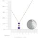 4 - Kesha (3.4mm) Round Iolite and Lab Grown Diamond Graduated Three Stone Drop Pendant 