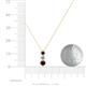 4 - Kesha (3.4mm) Round Red Garnet and Lab Grown Diamond Graduated Three Stone Drop Pendant 