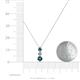 4 - Kesha (3.4mm) Round Blue Diamond and White Lab Grown Diamond Graduated Three Stone Drop Pendant 