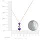 4 - Kesha (4mm) Round Iolite and Lab Grown Diamond Graduated Three Stone Drop Pendant 