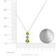 4 - Kesha (4mm) Round Peridot and Lab Grown Diamond Graduated Three Stone Drop Pendant 
