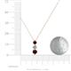 4 - Kesha (4mm) Round Red Garnet and Lab Grown Diamond Graduated Three Stone Drop Pendant 
