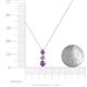 4 - Kesha (4mm) Round Amethyst and Lab Grown Diamond Graduated Three Stone Drop Pendant 