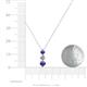 4 - Kesha (4mm) Round Iolite and Lab Grown Diamond Graduated Three Stone Drop Pendant 