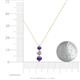 4 - Kesha (4mm) Round Iolite and Lab Grown Diamond Graduated Three Stone Drop Pendant 