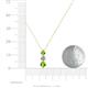 4 - Kesha (4mm) Round Peridot and Lab Grown Diamond Graduated Three Stone Drop Pendant 