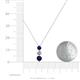 4 - Kesha (4mm) Round Blue Sapphire and Lab Grown Diamond Graduated Three Stone Drop Pendant 
