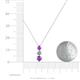 4 - Kesha (4mm) Round Amethyst and Lab Grown Diamond Graduated Three Stone Drop Pendant 