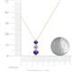 4 - Kesha (4.2mm) Round Iolite and Lab Grown Diamond Graduated Three Stone Drop Pendant 