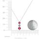 4 - Kesha (4.2mm) Round Rhodolite Garnet and Lab Grown Diamond Graduated Three Stone Drop Pendant 