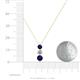 4 - Kesha (4.2mm) Round Blue Sapphire and Lab Grown Diamond Graduated Three Stone Drop Pendant 