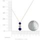 4 - Kesha (4.2mm) Round Blue Sapphire and Lab Grown Diamond Graduated Three Stone Drop Pendant 
