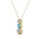 2 - Kesha (3.4mm) Round Blue Topaz and Diamond Graduated Three Stone Drop Pendant 