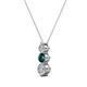 2 - Kesha (3.4mm) Round London Blue Topaz and Diamond Graduated Three Stone Drop Pendant 