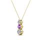 2 - Kesha (3.4mm) Round Amethyst and Diamond Graduated Three Stone Drop Pendant 