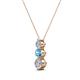 2 - Kesha (3.4mm) Round Blue Topaz and Diamond Graduated Three Stone Drop Pendant 