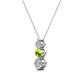 2 - Kesha (3.4mm) Round Peridot and Diamond Graduated Three Stone Drop Pendant 